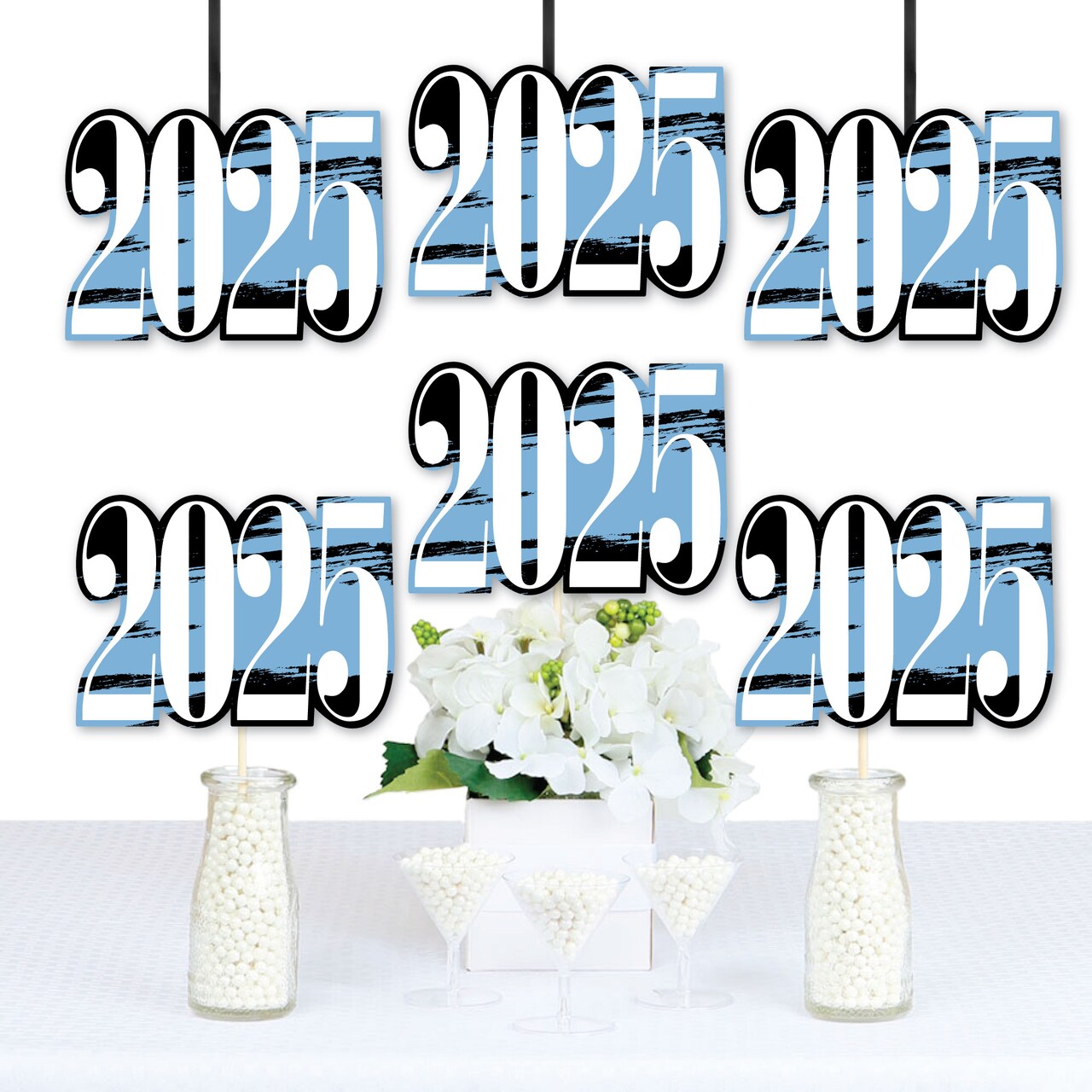 Big Dot of Happiness 2025 Light Blue Graduation Decorations - DIY Party Essentials - Set of 20